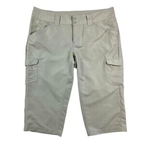 Columbia Omni-Shade Cargo Pants  Size 8  Beige Cropped Capri  Hiking Fishing
